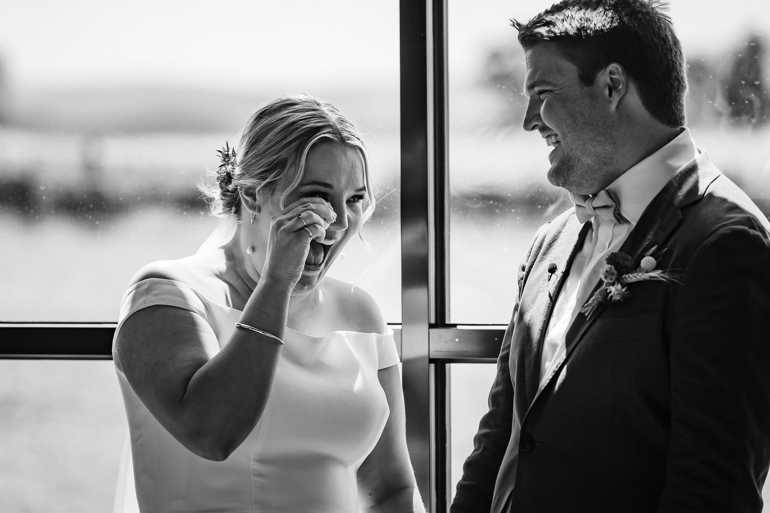 bride crying during her elopement vows