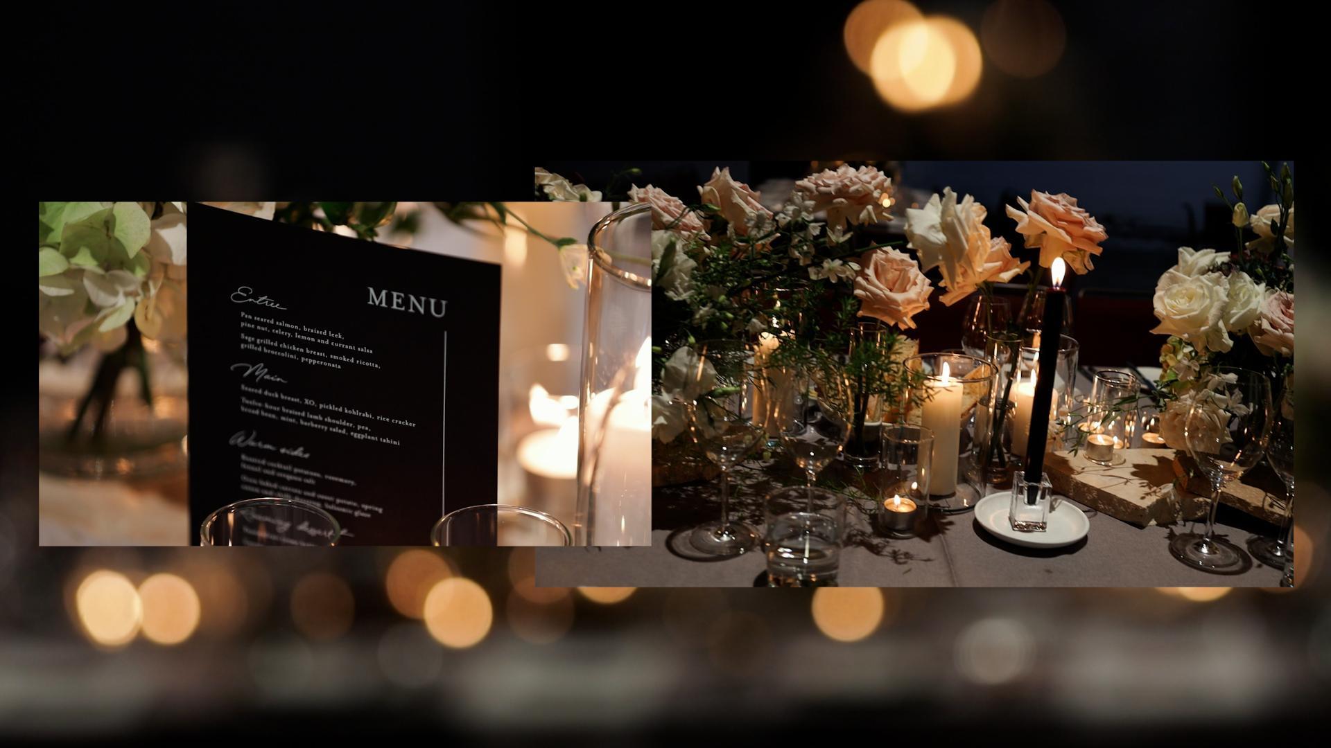 collage of wedding reception details
