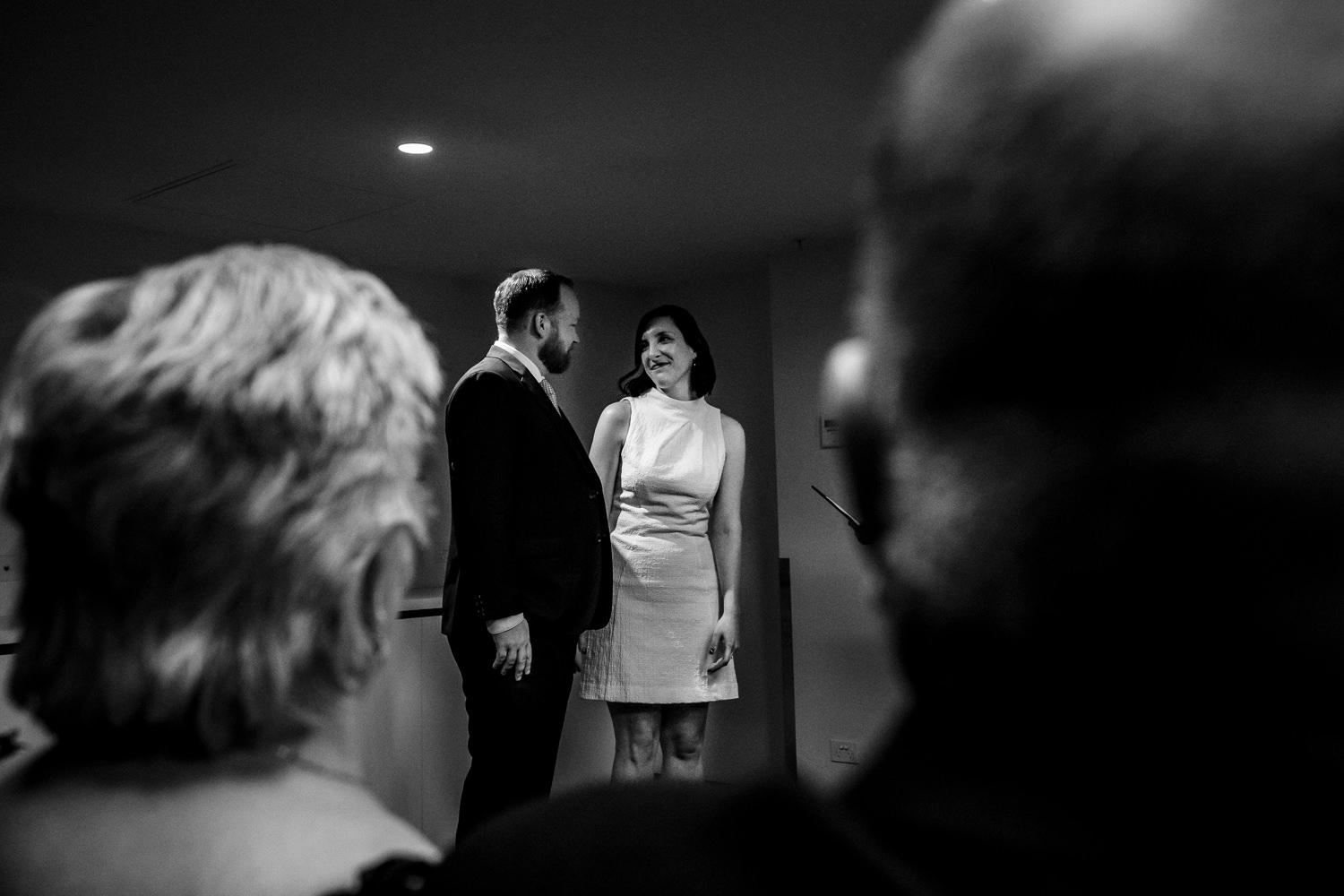 bride and groom during elopement ceremony in abbotsford